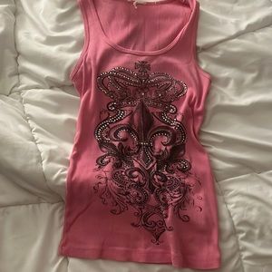 pink vocal cyber y2k cross tanktop